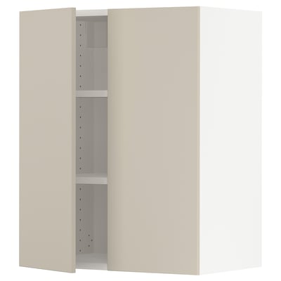 SEKTION Gabinete de pared+2 puertas, blanco/Havstorp beige, 24x15x30 "