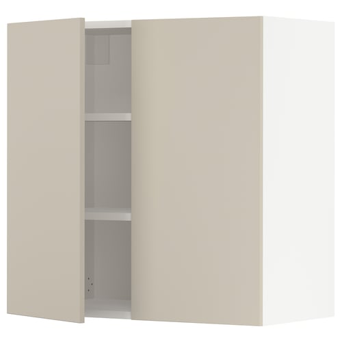 SEKTION Gabinete de pared+2 puertas, blanco/Havstorp beige, 30x15x30 "