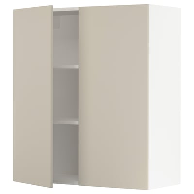SEKTION Gabinete de pared+2 puertas, blanco/Havstorp beige, 36x15x40 "