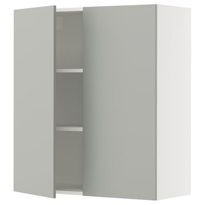 SEKTION Gabinete de pared+2 puertas, blanco/Havstorp gris claro, 36x15x40 "