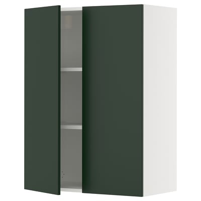 SEKTION Gabinete de pared+2 puertas, blanco/Havstorp verde oscuro, 30x15x40 "