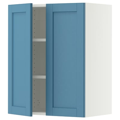 SEKTION Gabinete de pared+2 puertas, blanco/Lerhyttan azul, 24x15x30 "