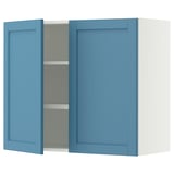 SEKTION Gabinete de pared+2 puertas, blanco/Lerhyttan azul, 36x15x30 "