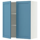 SEKTION Gabinete de pared+2 puertas, blanco/Lerhyttan azul, 36x15x40 "