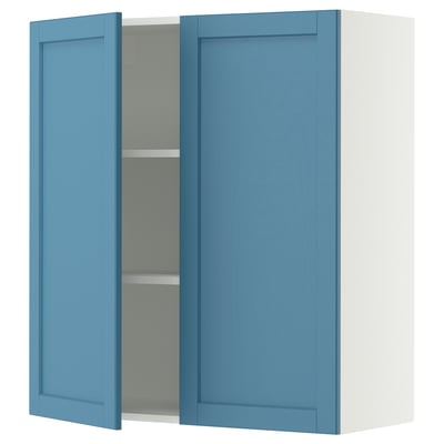 SEKTION Gabinete de pared+2 puertas, blanco/Lerhyttan azul, 36x15x40 "