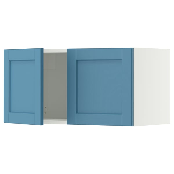 SEKTION Gabinete de pared+2 puertas, blanco/Lerhyttan azul, 30x15x15 "