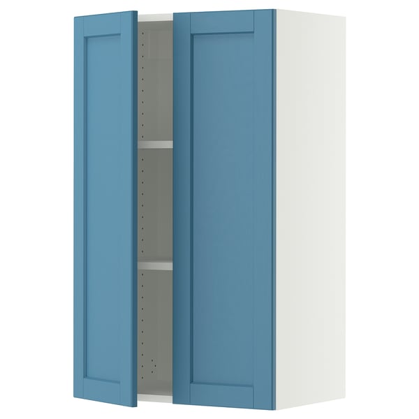 SEKTION Gabinete de pared+2 puertas, blanco/Lerhyttan azul, 24x15x40 "