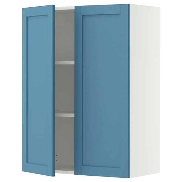 SEKTION Gabinete de pared+2 puertas, blanco/Lerhyttan azul, 30x15x40 "