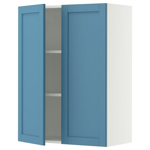 SEKTION Gabinete de pared+2 puertas, blanco/Lerhyttan azul, 30x15x40 "