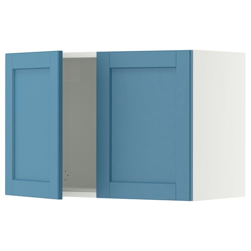 SEKTION Gabinete de pared+2 puertas, blanco/Lerhyttan azul, 30x15x20 "
