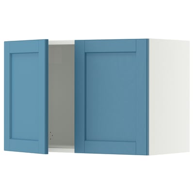 SEKTION Gabinete de pared+2 puertas, blanco/Lerhyttan azul, 30x15x20 "