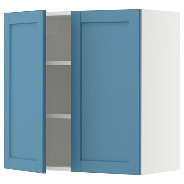 SEKTION Gabinete de pared+2 puertas, blanco/Lerhyttan azul, 30x15x30 "