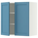 SEKTION Gabinete de pared+2 puertas, blanco/Lerhyttan azul, 30x15x30 "