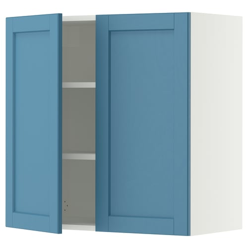 SEKTION Gabinete de pared+2 puertas, blanco/Lerhyttan azul, 30x15x30 "