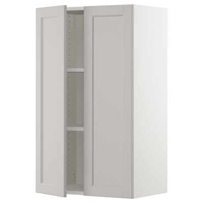SEKTION Gabinete de pared+2 puertas, blanco/Lerhyttan gris claro, 24x15x40 "