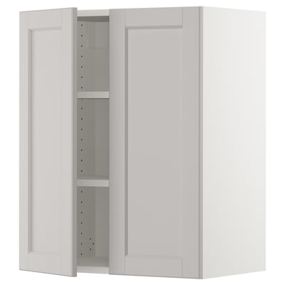 SEKTION Gabinete de pared+2 puertas, blanco/Lerhyttan gris claro, 24x15x30 "