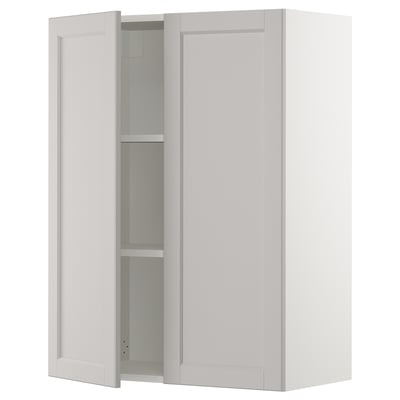 SEKTION Gabinete de pared+2 puertas, blanco/Lerhyttan gris claro, 30x15x40 "