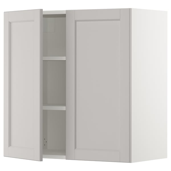 SEKTION Gabinete de pared+2 puertas, blanco/Lerhyttan gris claro, 30x15x30 "