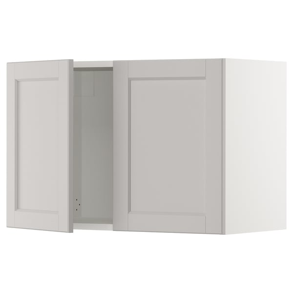 SEKTION Gabinete de pared+2 puertas, blanco/Lerhyttan gris claro, 30x15x20 "