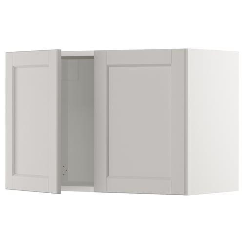 SEKTION Gabinete de pared+2 puertas, blanco/Lerhyttan gris claro, 30x15x20 "