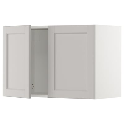 SEKTION Gabinete de pared+2 puertas, blanco/Lerhyttan gris claro, 30x15x20 "