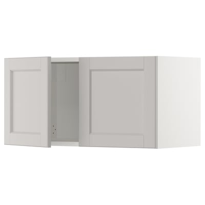 SEKTION Gabinete de pared+2 puertas, blanco/Lerhyttan gris claro, 30x15x15 "