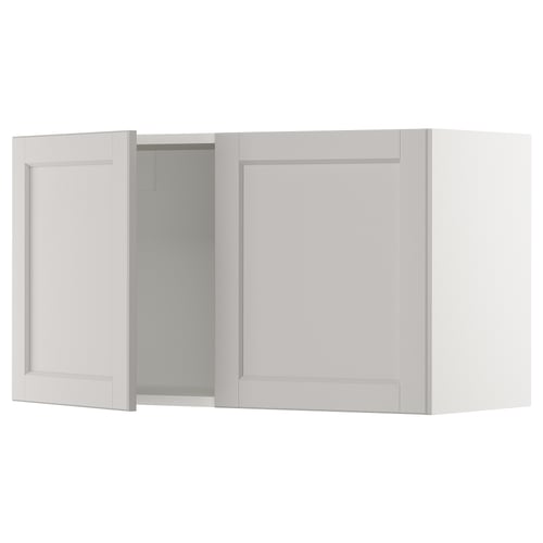 SEKTION Gabinete de pared+2 puertas, blanco/Lerhyttan gris claro, 36x15x20 "