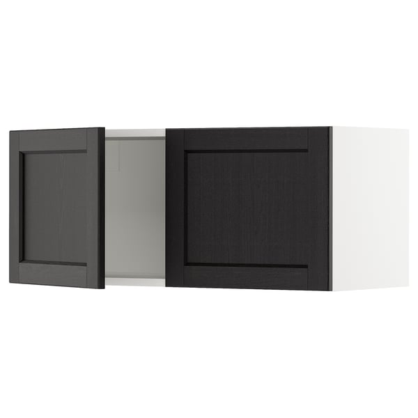 SEKTION Gabinete de pared+2 puertas, blanco/Lerhyttan teñido en negro, 36x15x15 "