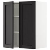 SEKTION Gabinete de pared+2 puertas, blanco/Lerhyttan teñido en negro, 24x15x30 "
