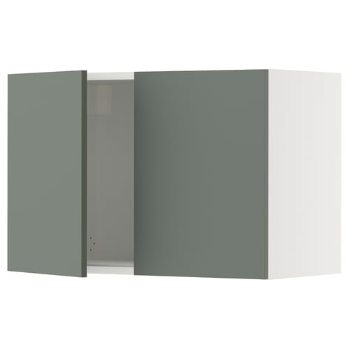 SEKTION Gabinete de pared+2 puertas, blanco/Nickebo verde grisáceo mate, 30x15x20 "