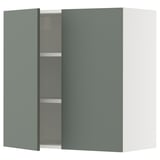 SEKTION Gabinete de pared+2 puertas, blanco/Nickebo verde grisáceo mate, 30x15x30 "
