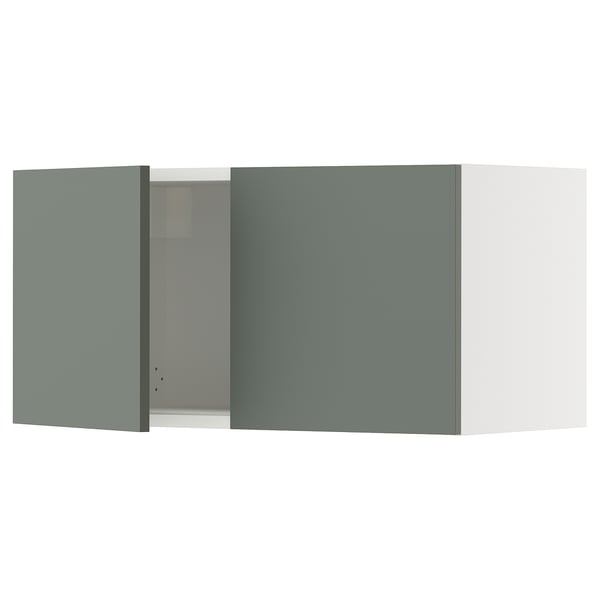 SEKTION Gabinete de pared+2 puertas, blanco/Nickebo verde grisáceo mate, 30x15x15 "