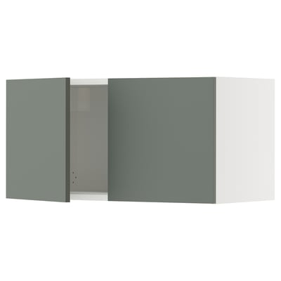 SEKTION Gabinete de pared+2 puertas, blanco/Nickebo verde grisáceo mate, 30x15x15 "