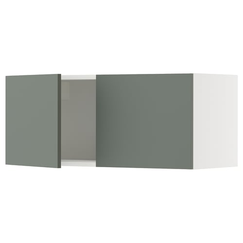 SEKTION Gabinete de pared+2 puertas, blanco/Nickebo verde grisáceo mate, 36x15x15 "