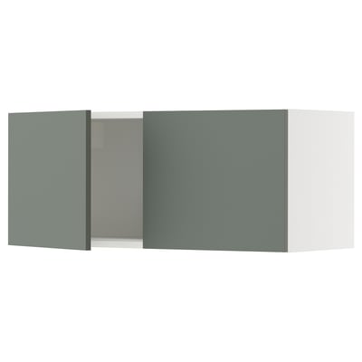 SEKTION Gabinete de pared+2 puertas, blanco/Nickebo verde grisáceo mate, 36x15x15 "