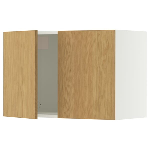 SEKTION Gabinete de pared+2 puertas, blanco/Sinarp chapa de roble, 30x15x20 "