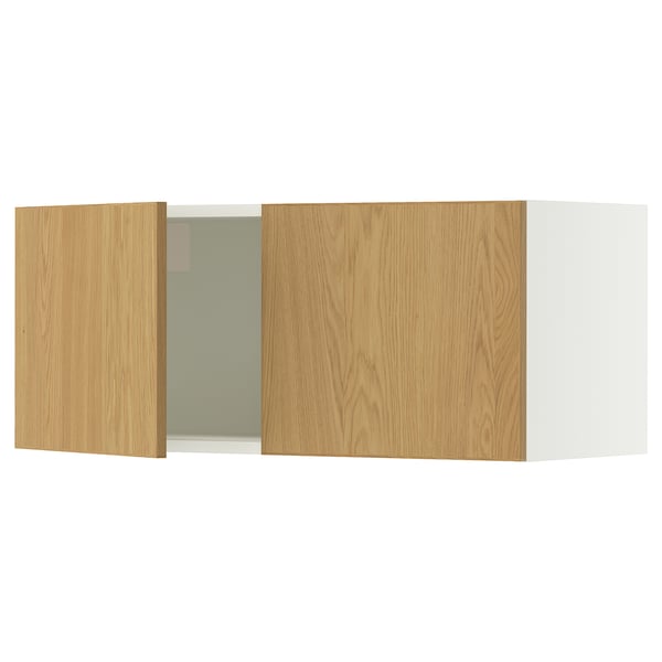 SEKTION Gabinete de pared+2 puertas, blanco/Sinarp chapa de roble, 36x15x15 "
