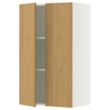 SEKTION Gabinete de pared+2 puertas, blanco/Sinarp chapa de roble, 24x15x40 "