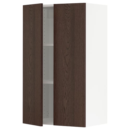 SEKTION Gabinete de pared+2 puertas, blanco/Sinarp marrón, 24x15x40 "