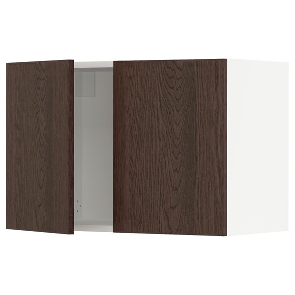 SEKTION Gabinete de pared+2 puertas, blanco/Sinarp marrón, 30x15x20 "