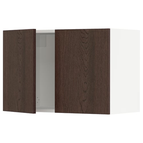 SEKTION Gabinete de pared+2 puertas, blanco/Sinarp marrón, 30x15x20 "