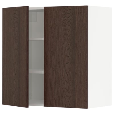 SEKTION Gabinete de pared+2 puertas, blanco/Sinarp marrón, 30x15x30 "