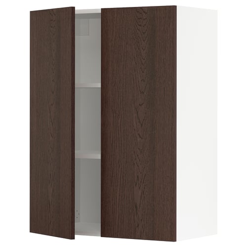 SEKTION Gabinete de pared+2 puertas, blanco/Sinarp marrón, 30x15x40 "