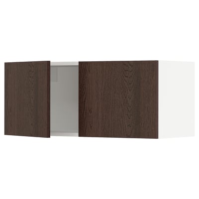 SEKTION Gabinete de pared+2 puertas, blanco/Sinarp marrón, 36x15x15 "