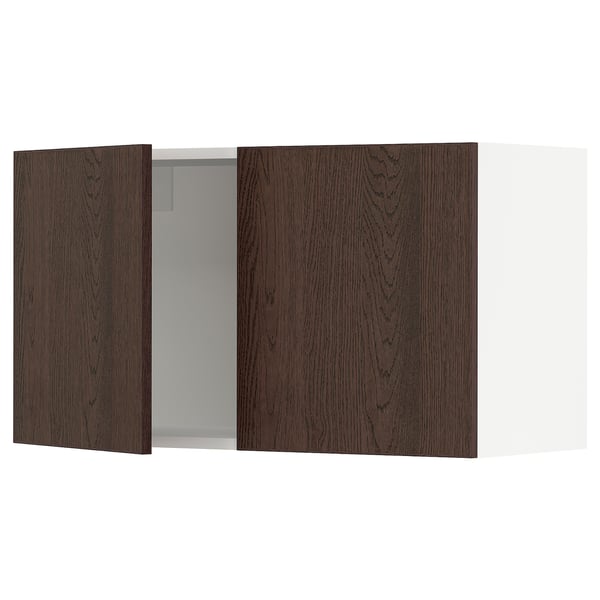 SEKTION Gabinete de pared+2 puertas, blanco/Sinarp marrón, 36x15x20 "