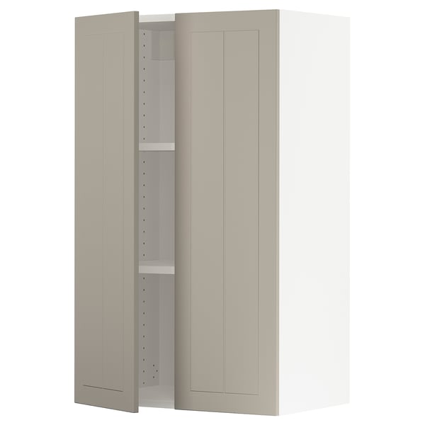 SEKTION Gabinete de pared+2 puertas, blanco/Stensund beige, 24x15x40 "