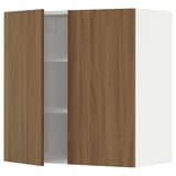 SEKTION Gabinete de pared+2 puertas, blanco/Tistorp efecto nogal marrón, 30x15x30 "