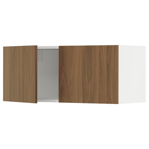SEKTION Gabinete de pared+2 puertas, blanco/Tistorp efecto nogal marrón, 36x15x15 "