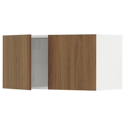 SEKTION Gabinete de pared+2 puertas, blanco/Tistorp efecto nogal marrón, 30x15x15 "