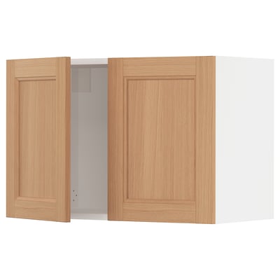 SEKTION Gabinete de pared+2 puertas, blanco/Vedhamn roble, 30x15x20 "